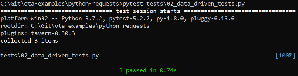 passing data driven test