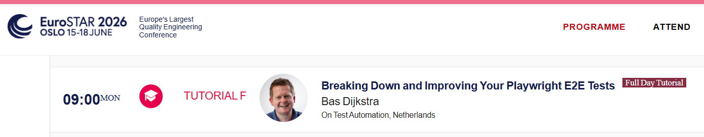 My tutorial as featured on the EuroSTAR 2026 programme page eurostar_2026