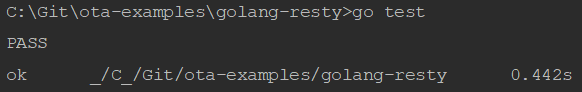 go test console output